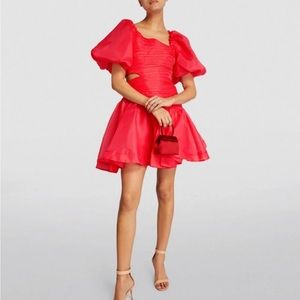 Aje Pink Joan Puff Sleeve Mini Dress